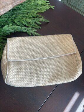 Bottega Veneta Vintage Woven Raffia Flap Clutch